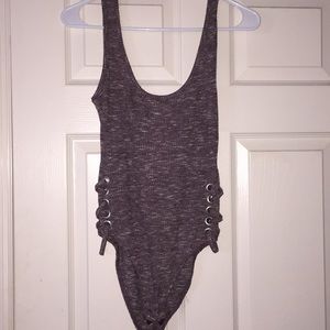 Woven Bodysuit with laced detail